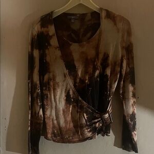 Apt. 9 Brown Tie-Dye Wrap Blouse